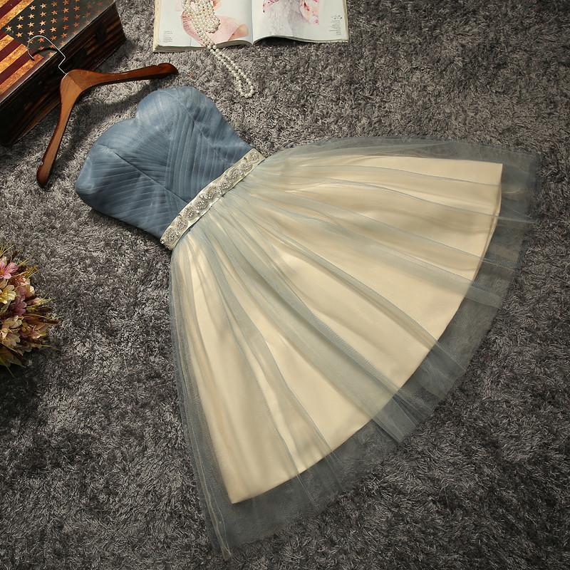 Strapless Beaded Belt Two colors Skirt Homecoming Prom Dresses, Affordable Short Party Prom Sweet 16 Dresses, Perfect Homecoming Cocktail Dresses, CM566