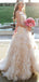 Strapless Champagne Cheap Wedding Dresses Online, Ruffle A-line Bridal Dresses, WD443