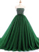 Strapless Emerald Green Tulle Beaded A-line Cheap Evening Prom Dresses, Sweet 16 Dresses, 17494