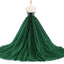 Strapless Emerald Green Tulle Beaded A-line Cheap Evening Prom Dresses, Sweet 16 Dresses, 17494