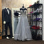 Strapless Gray Heavily Beaded A line Long Evening Prom Dresses, Popular Cheap Long Party Prom Dresses, 17280