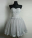Strapless Gray Lace Tulle Homecoming Prom Dresses, Affordable Short Party Prom Sweet 16 Dresses, Perfect Homecoming Cocktail Dresses, CM350