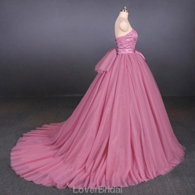 Strapless Hot Pink Ball Gown Cheap Evening Prom Dresses, Evening Party Prom Dresses, 12150