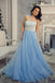 Strapless Lace Light Blue A-line Cheap Evening Prom Dresses, Sweet 16 Dresses, 17499