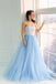 Strapless Lace Light Blue A-line Cheap Evening Prom Dresses, Sweet 16 Dresses, 17499