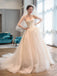 Strapless Simple Tulle A line Long Tail Wedding Dresses, Custom Made Long Wedding Dresses, Cheap Wedding Gowns, WD208