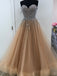 Sweetheart A line Beaded Tulle Long Custom Evening Prom Dresses, 17447