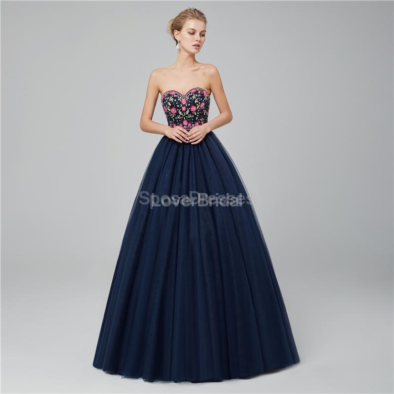 Sweetheart A-line Embroidered Ball Gown Evening Prom Dresses, Evening Party Prom Dresses, 12021