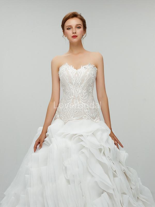 Sweetheart Ball Gown Organza Long Wedding Dresses Online, Cheap Bridal Dresses, WD550