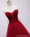 Sweetheart Beaded Dark Red Long Evening Prom Dresses, Cheap Custom Party Prom Dresses, 18594