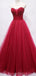 Sweetheart Beaded Dark Red Long Evening Prom Dresses, Cheap Custom Party Prom Dresses, 18594