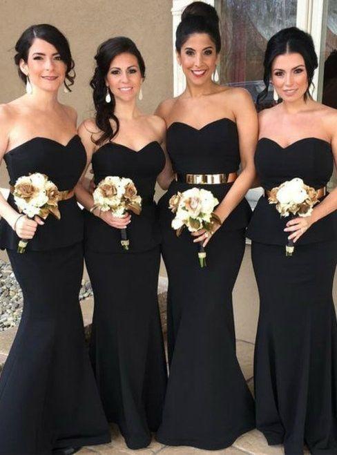 Sweetheart Black Mermaid Cheap Long Bridesmaid Dresses Online, WG2441