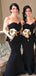 Sweetheart Black Mermaid Gold Blet Long Cheap Bridesmaid Dresses Online, WG680