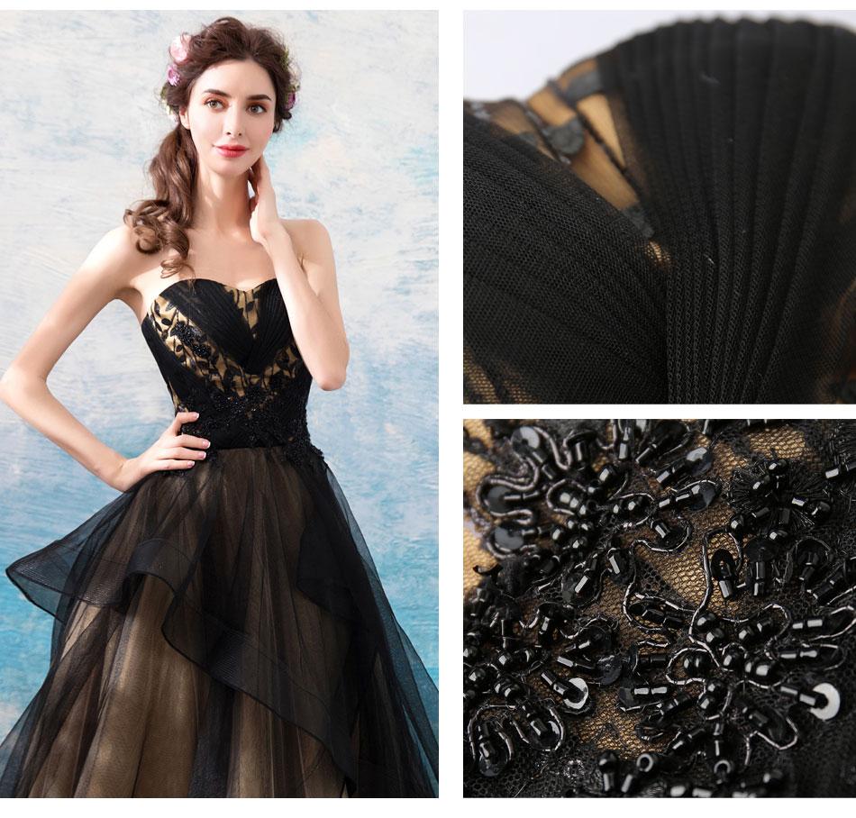 Sweetheart Black Strapless A-line Long Evening Party Prom Dresses, Prom Dresses Stores, 12334