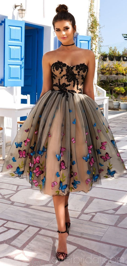 Sweetheart Butterfly Flower Unique Cheap Homecoming Dresses Online, Cheap Short Prom Dresses, CM748