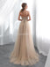 Sweetheart Champagne Applique Evening Prom Dresses, Evening Party Prom Dresses, 12026