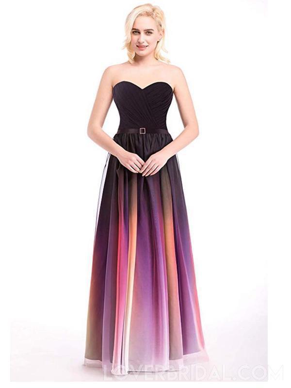 Sweetheart Chiffon Ombre Cheap Long Evening Prom Dresses,  Custom Sweet16 Dresses, 18404