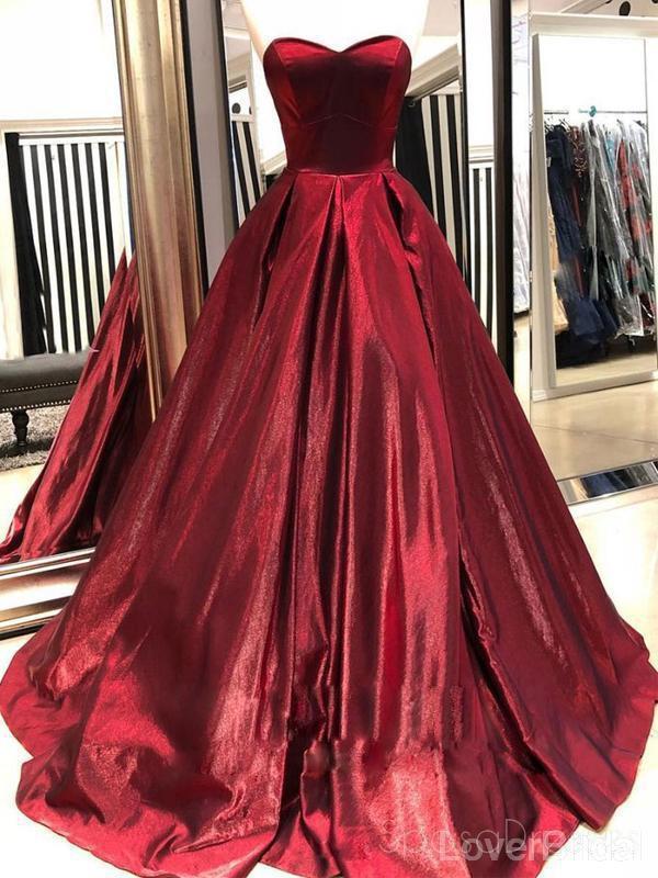 Sweetheart Dark Red A-line Cheap Long Evening Prom Dresses, Evening Party Prom Dresses, 18621