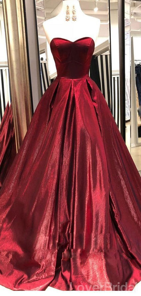 Sweetheart Dark Red A-line Cheap Long Evening Prom Dresses, Evening Party Prom Dresses, 18621