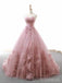 Sweetheart Dusty Pink Hand Made Flower Long Evening Prom Dresses, Cheap Custom Sweet 16 Dresses, 18513