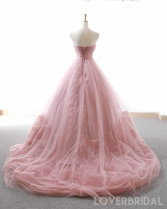 Sweetheart Dusty Pink Hand Made Flower Long Evening Prom Dresses, Cheap Custom Sweet 16 Dresses, 18513