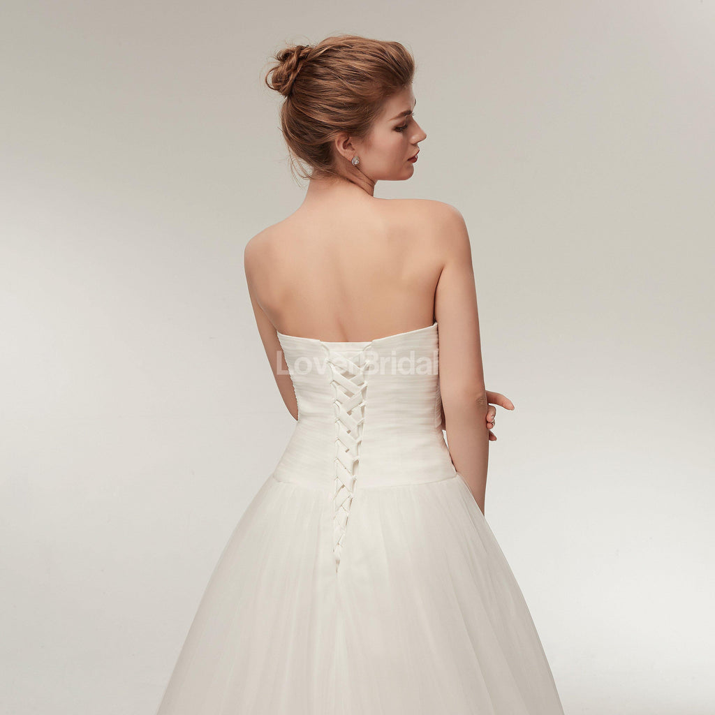 Sweetheart Feather Simple A-line Cheap Wedding Dresses Online, Cheap Bridal Dresses, WD563