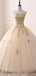 Sweetheart Gold Applique Ball Gown Long Evening Prom Dresses, Evening Party Prom Dresses, 12203