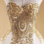 Sweetheart Gold Lace A-line Long Evening Prom Dresses, Cheap Custom Sweet 16 Dresses, 18527