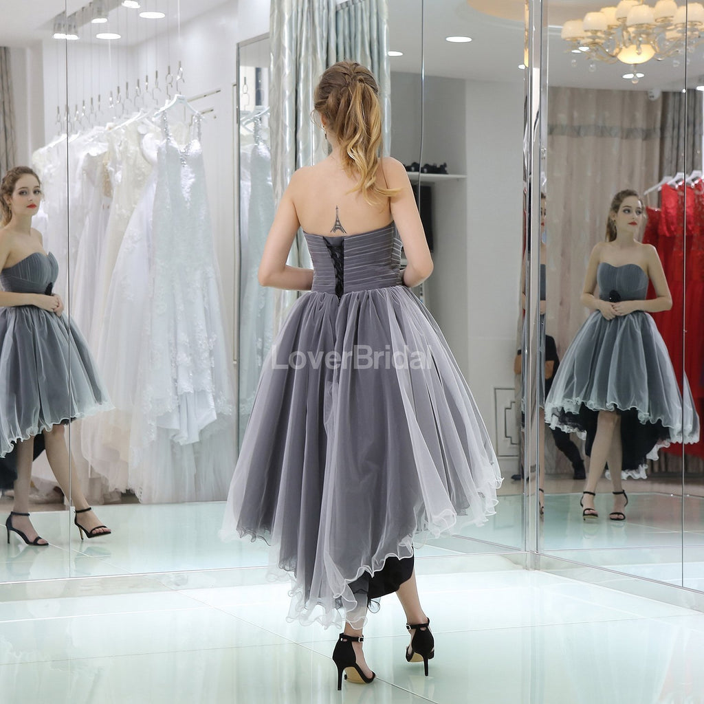 Sweetheart Grey High Low Cheap Homecoming Dresses Online, Cheap Short Prom Dresses, CM810