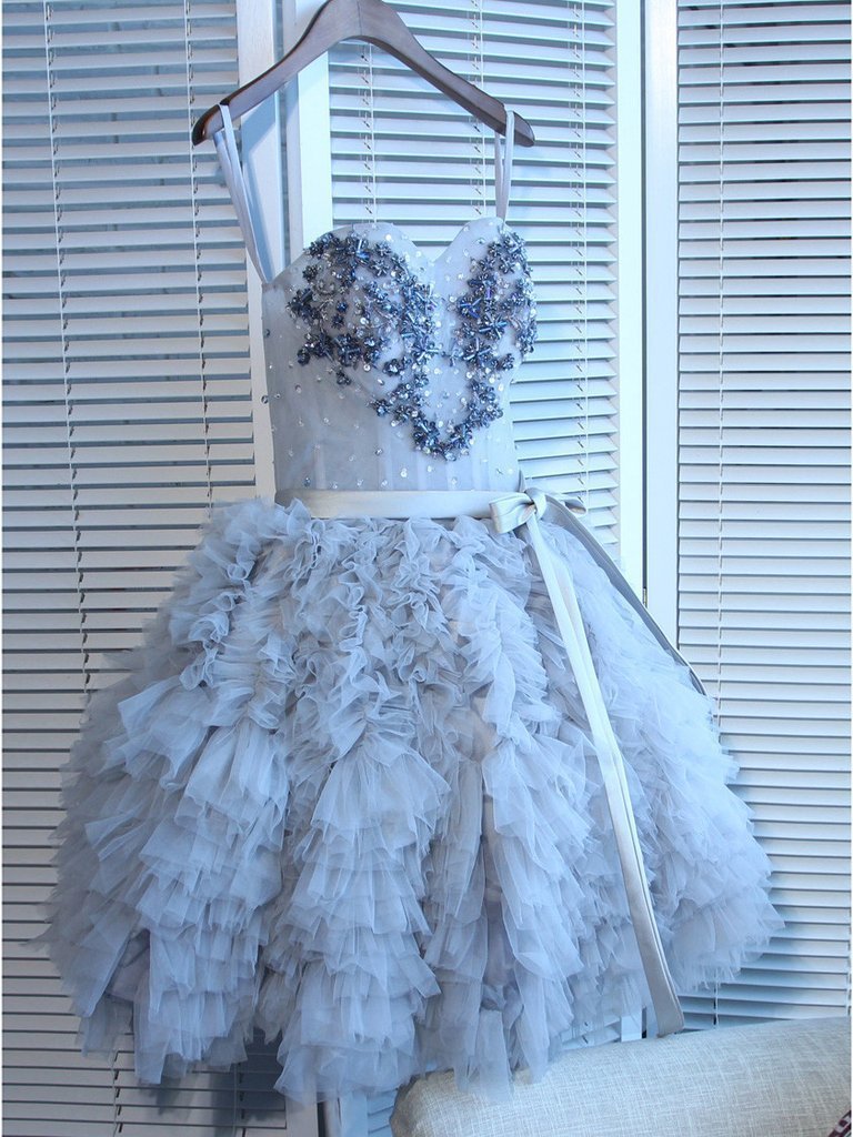 Sweetheart Grey Tutu Skirt Short Homecoming Dresses Online, CM686