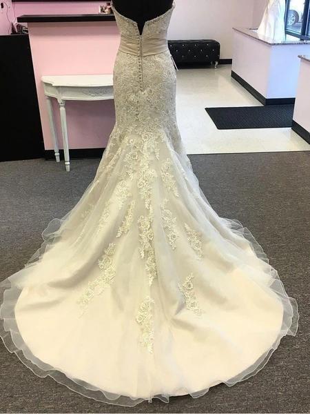 Sweetheart Lace Beaded Mermaid Cheap Wedding Dresses Online, Cheap Unique Bridal Dresses, WD592