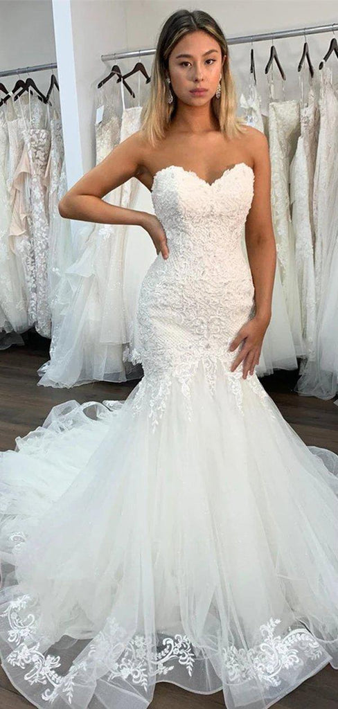 Sweetheart Lace Mermaid Wedding Dresses Online, Cheap Bridal Dresses, WD632