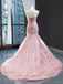 Sweetheart Mermaid Peach Ruffles Flower Evening Prom Dresses, Evening Party Prom Dresses, 12256