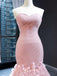 Sweetheart Mermaid Peach Ruffles Flower Evening Prom Dresses, Evening Party Prom Dresses, 12256