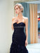 Sweetheart Navy Ruffle Mermaid Evening Prom Dresses, Evening Party Prom Dresses, 12027