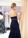 Sweetheart Navy Ruffle Mermaid Evening Prom Dresses, Evening Party Prom Dresses, 12027