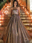 Sweetheart Neck Gold Sequin A-line Cheap Long Evening Prom Dresses, Evening Party Prom Dresses, 12350