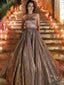 Sweetheart Neck Gold Sequin A-line Cheap Long Evening Prom Dresses, Evening Party Prom Dresses, 12350