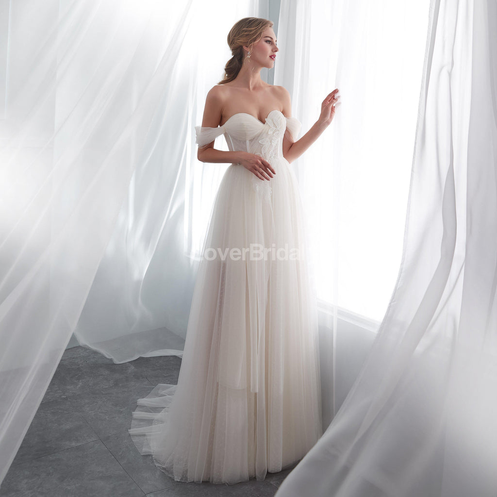 Sweetheart Off Shoulder Simple A-line Cheap Wedding Dresses Online, Cheap Bridal Dresses, WD576