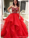 Sweetheart Red Ball Gown Long Evening Prom Dresses, Cheap Custom Sweet 16 Dresses, 18556