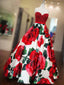 Sweetheart Red Beaded Flower A-line Long Evening Prom Dresses, Cheap Sweet 16 Dresses, 18348