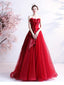 Sweetheart Red Ruffle A-line Long Evening Party Prom Dresses, Dance Dresses, 12333