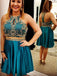 Teal  Cheap Cute Short Two Piece Homecoming Dresses Under 2018, CM463