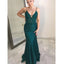 Teal Mermaid Spaghetti Straps V-neck Cheap Long Bridesmaid Dresses,WG1437