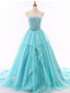 Tiffany Blue A-line Lace Cheap Long Evening Prom Dresses, Cheap Custom Sweet 16 Dresses, 18516