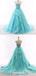 Tiffany Blue A-line Lace Cheap Long Evening Prom Dresses, Cheap Custom Sweet 16 Dresses, 18516