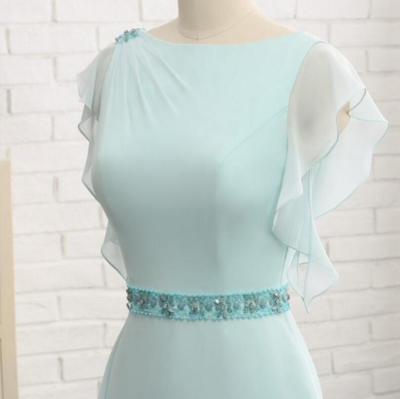 Tiffany Blue Puffy Sleeve Evening Prom Dresses, Popular Unique Party Prom Dress, Custom Long Prom Dresses, Cheap Formal Prom Dresses, 17173