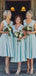 Tiffany Blue V neck Short Bridesmaid Dresses Online, Cheap Bridesmaids Dresses, WG735