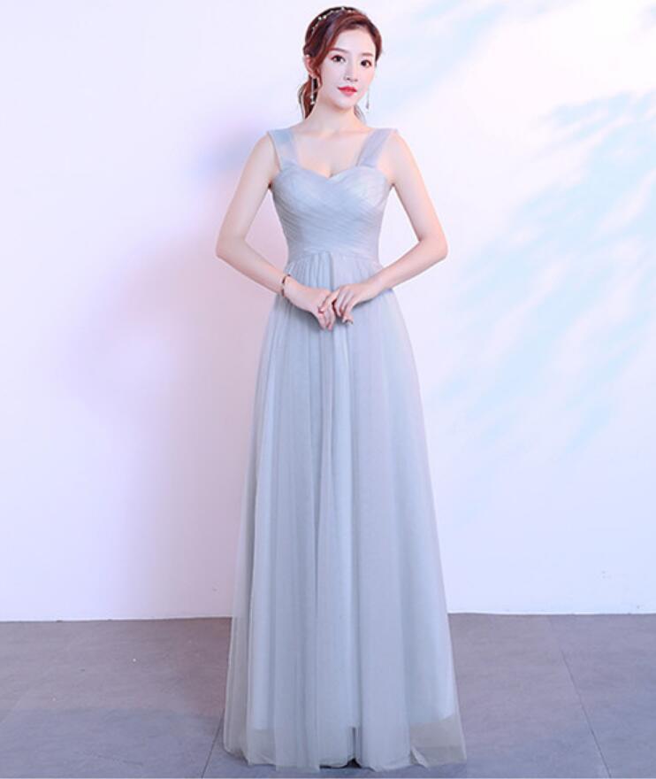 Tulle Floor Length Cap Sleeves Simple Cheap Bridesmaid Dresses Online, WG546