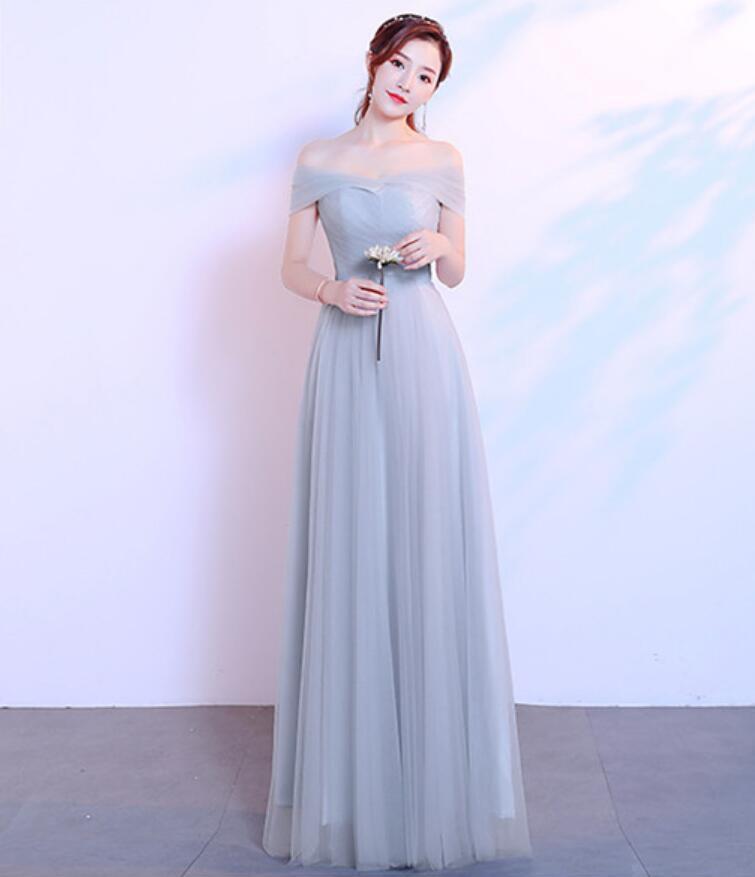 Tulle Floor Length Cap Sleeves Simple Cheap Bridesmaid Dresses Online, WG546